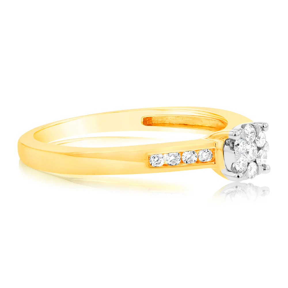 9ct Yellow Gold 1/5 Carat Diamond Ring - Image 2