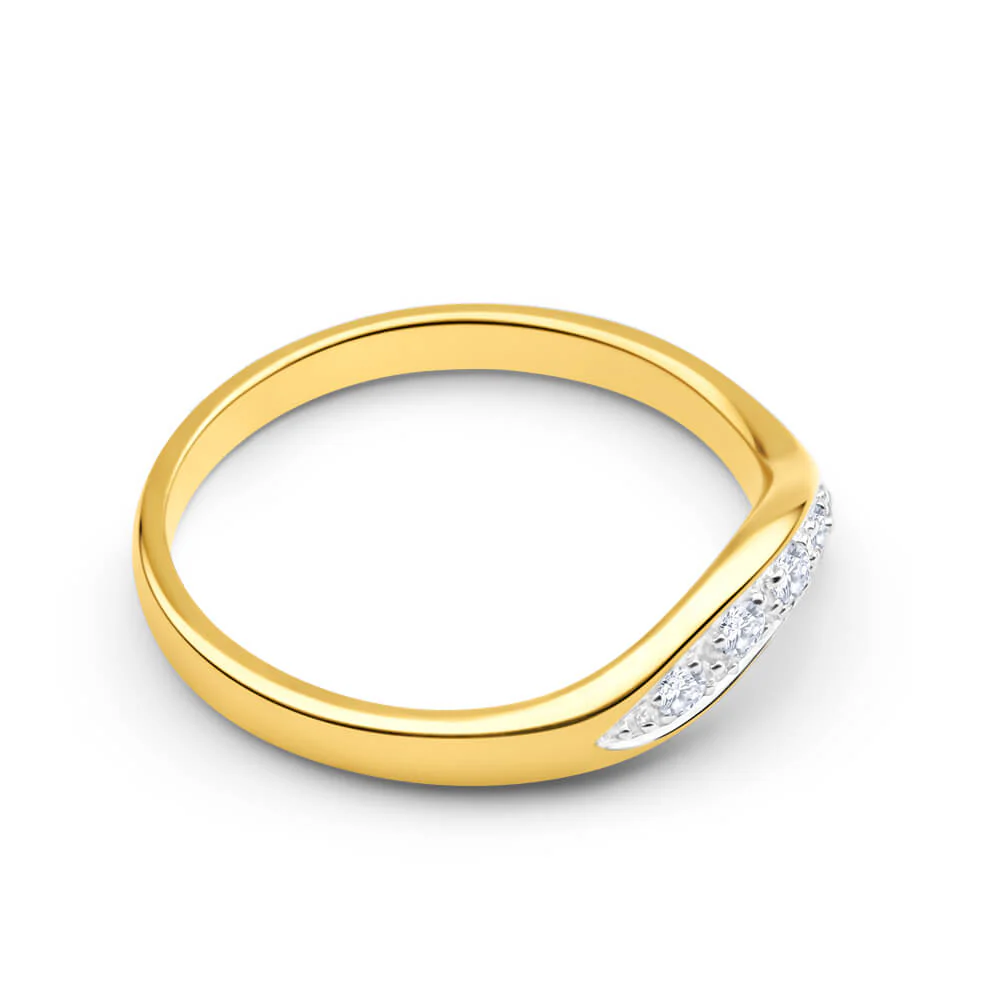 9ct Yellow Gold 1/6 Carat Diamond Curved Ring - Image 2
