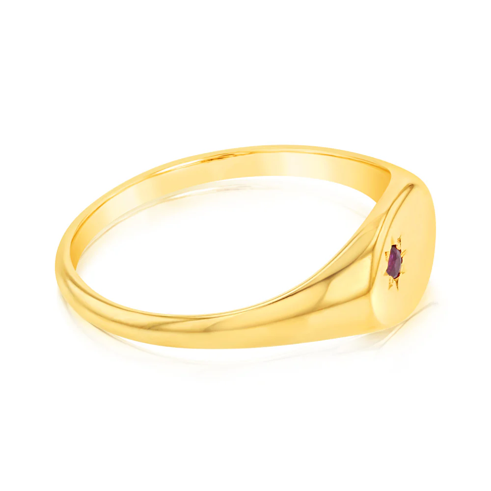 9ct Yellow Gold 1.75mm Natural Ruby Ring - Image 2