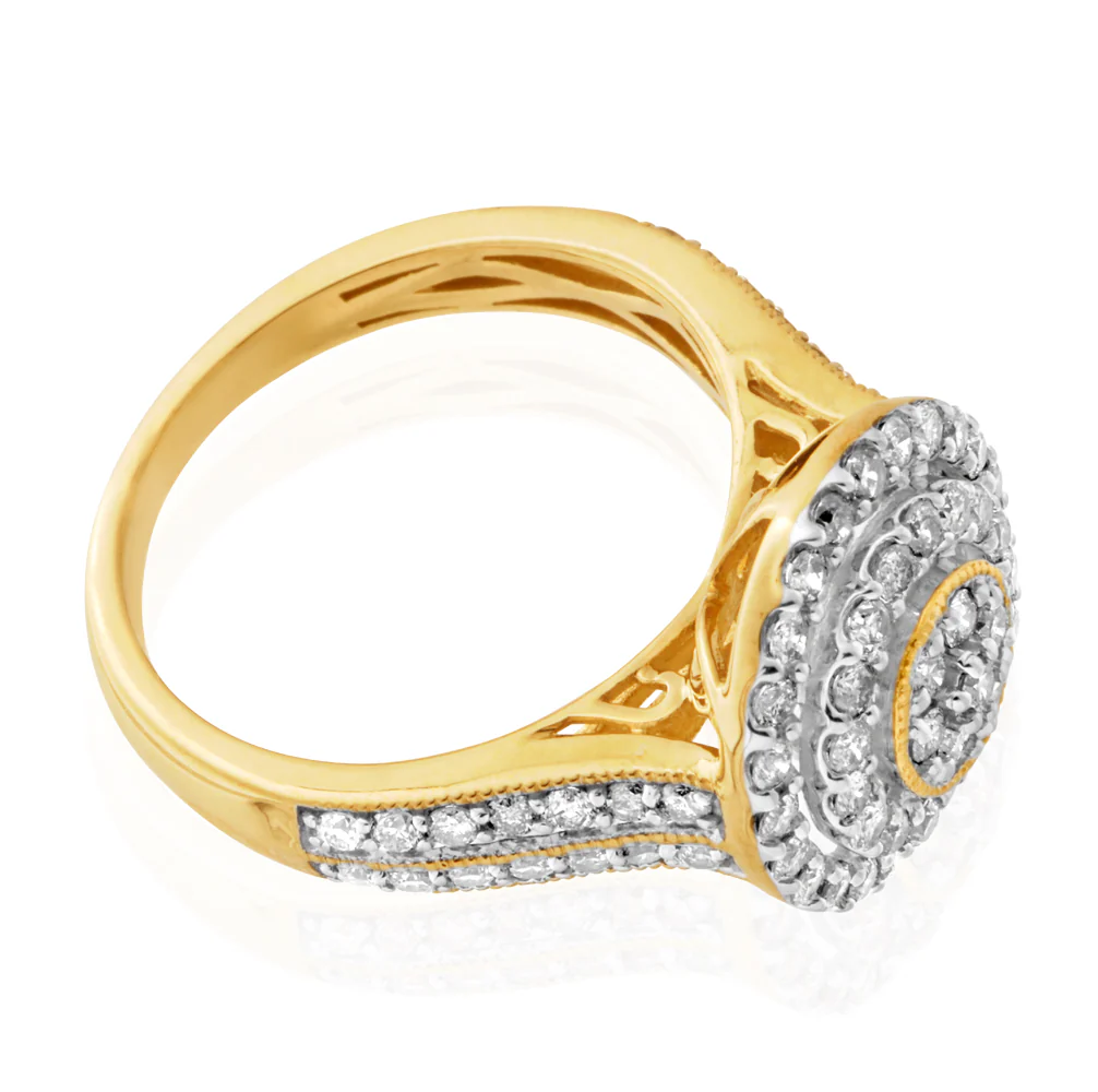 9ct Yellow Gold 1 Carat Diamond Dress Ring - Image 2