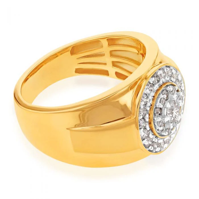 9ct Yellow Gold 1 Carat Diamond Gents Ring - Image 2