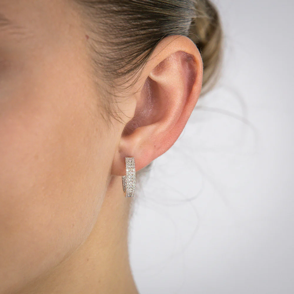 9ct Yellow Gold 1 Carat Diamond Hoop Earrings - Image 3