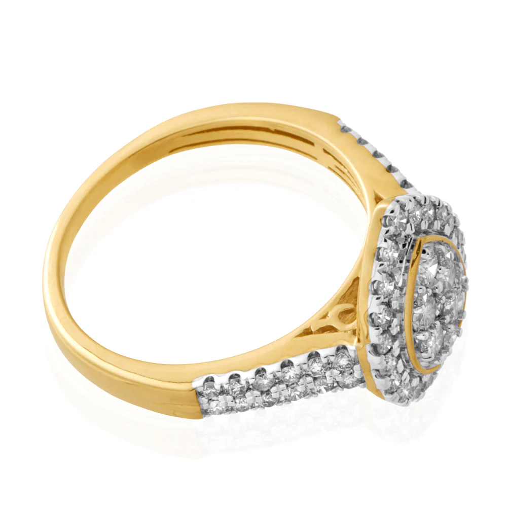 9ct Yellow Gold 1 Carat Diamond Pear Shape Cluster Ring - Image 2