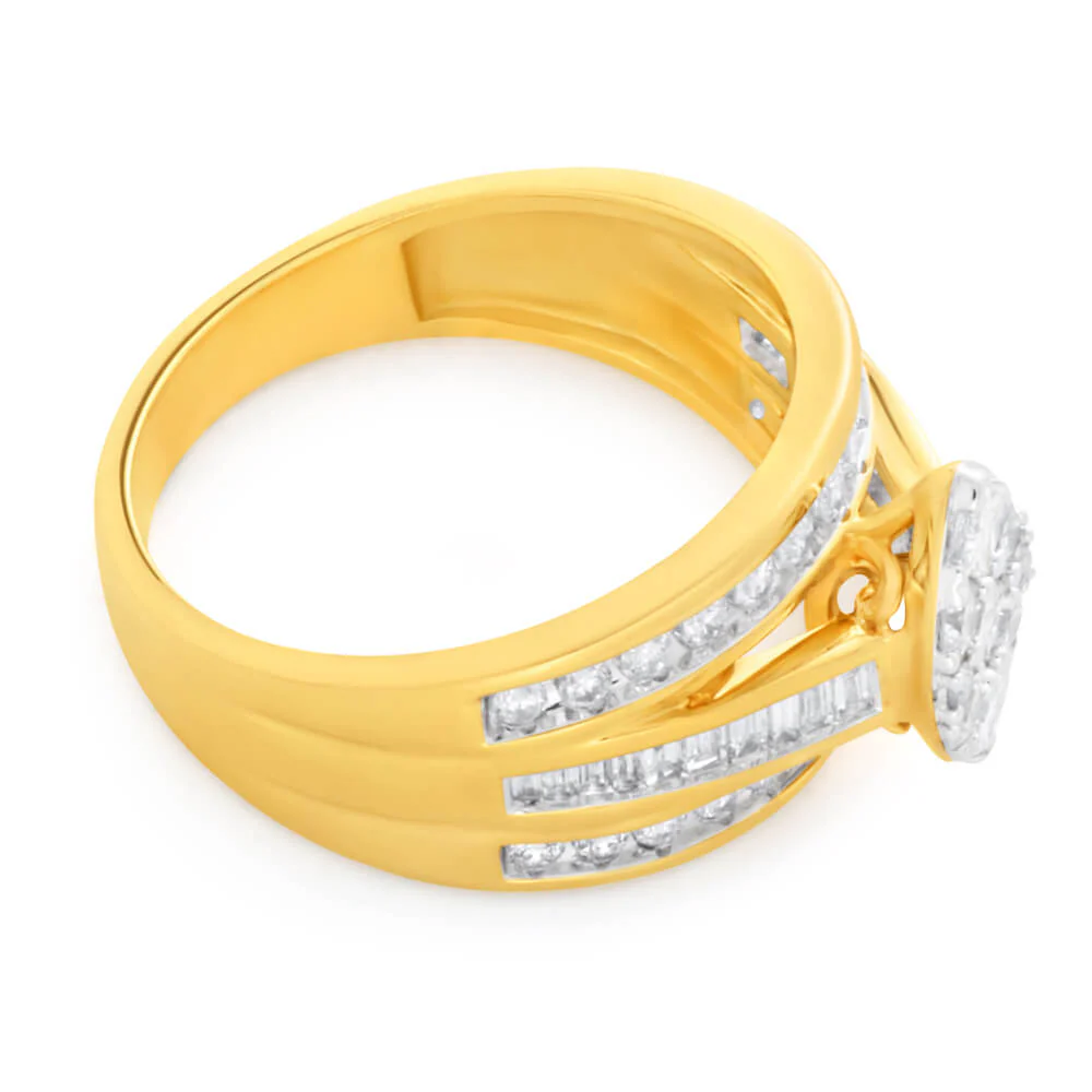 9ct Yellow Gold 1 Carat Diamond Ring - Image 2