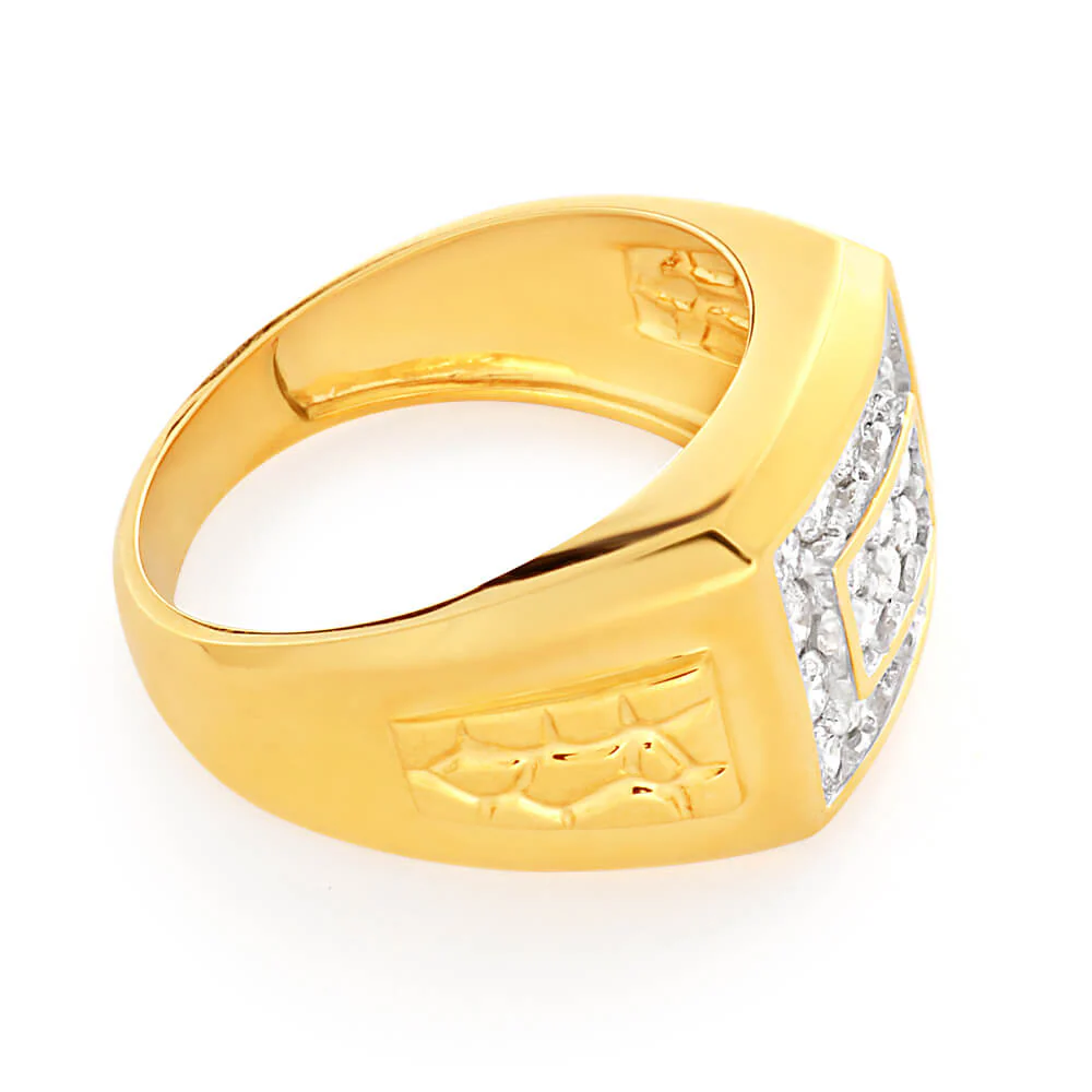 9ct Yellow Gold 1 Carat Diamond Ring Set With 20 Brilliant Cut Diamonds - Image 2