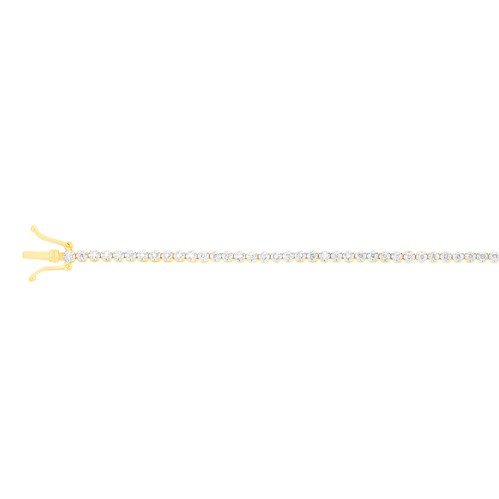 9ct Yellow Gold 1 Carat Natural Diamond 18cm Bracelet - Image 2