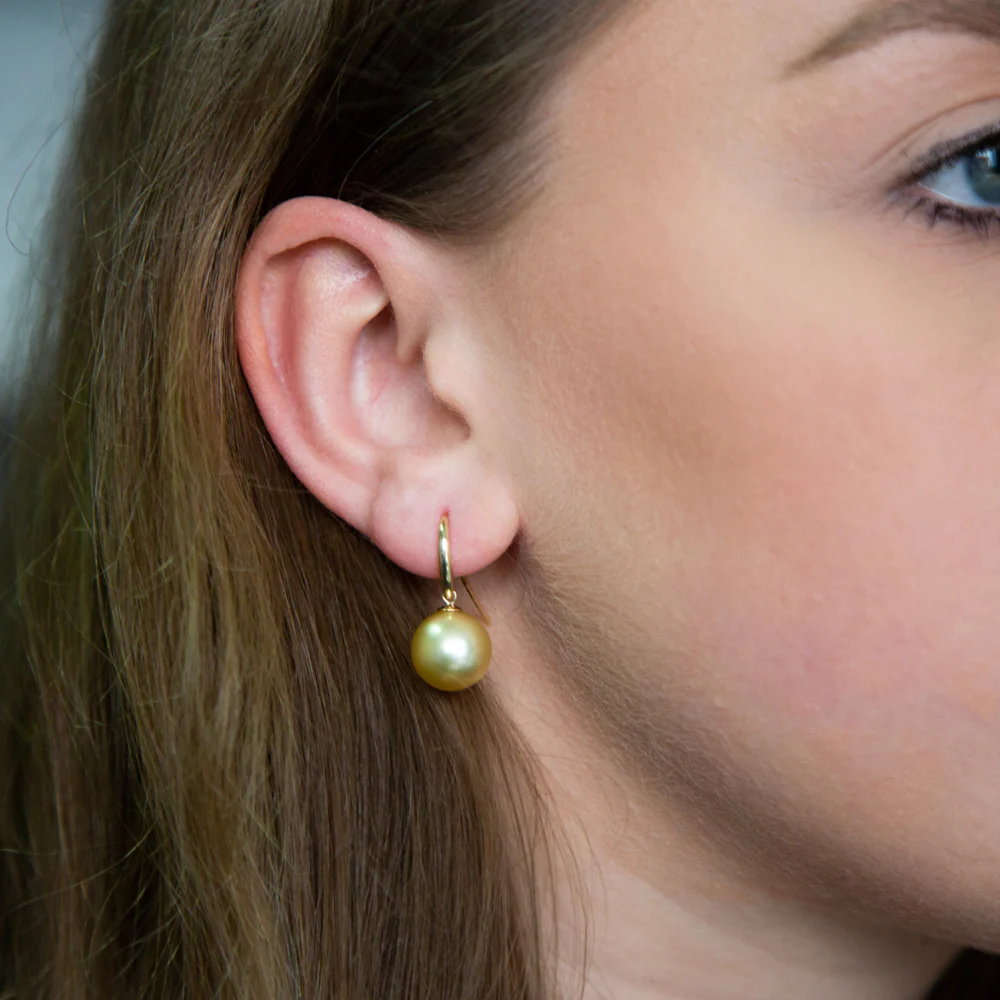 9ct Yellow Gold 10-12mm Golden South Sea Pearl Earrings - Image 2