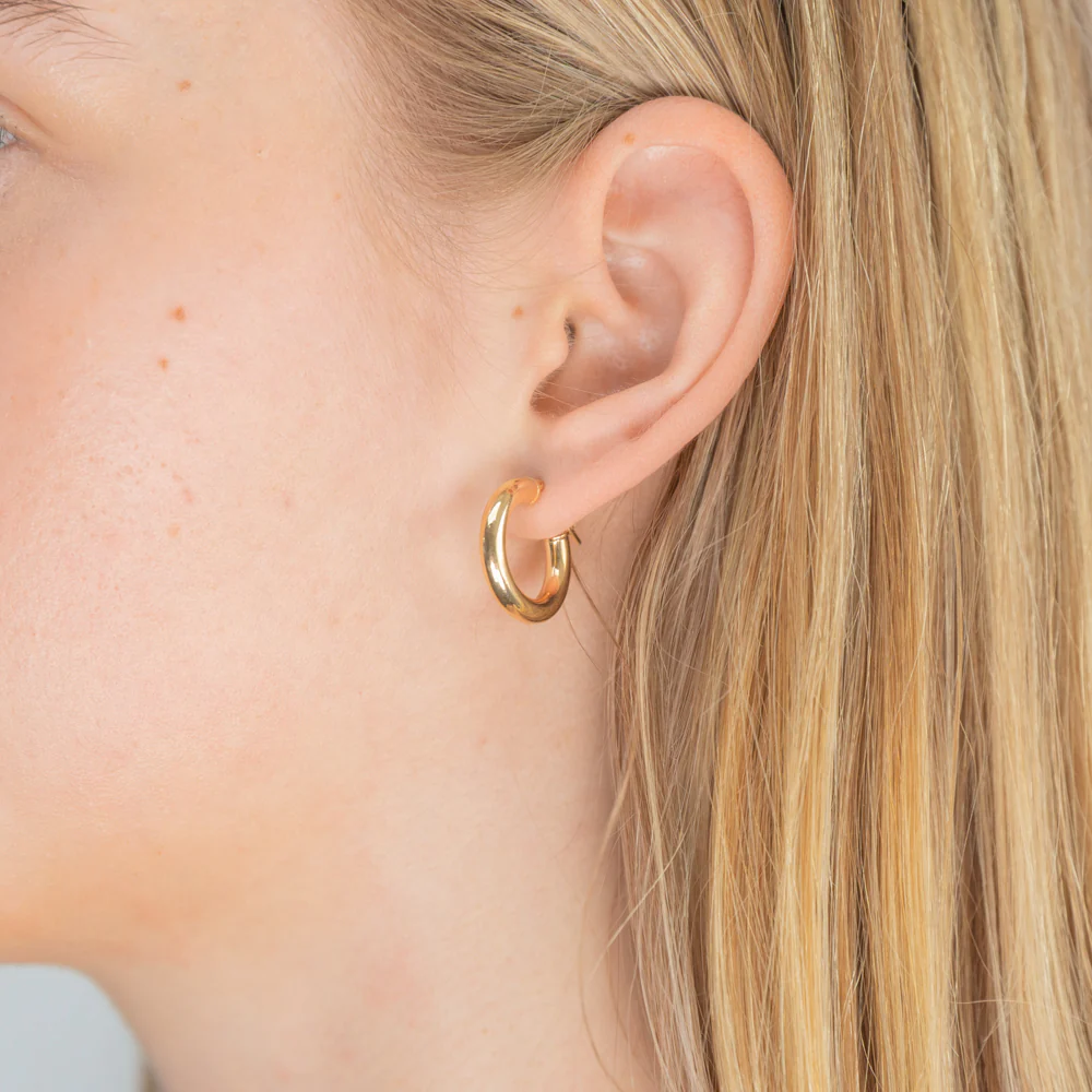 9ct Yellow Gold 10mm Hoop Earrings 9Y - Image 2