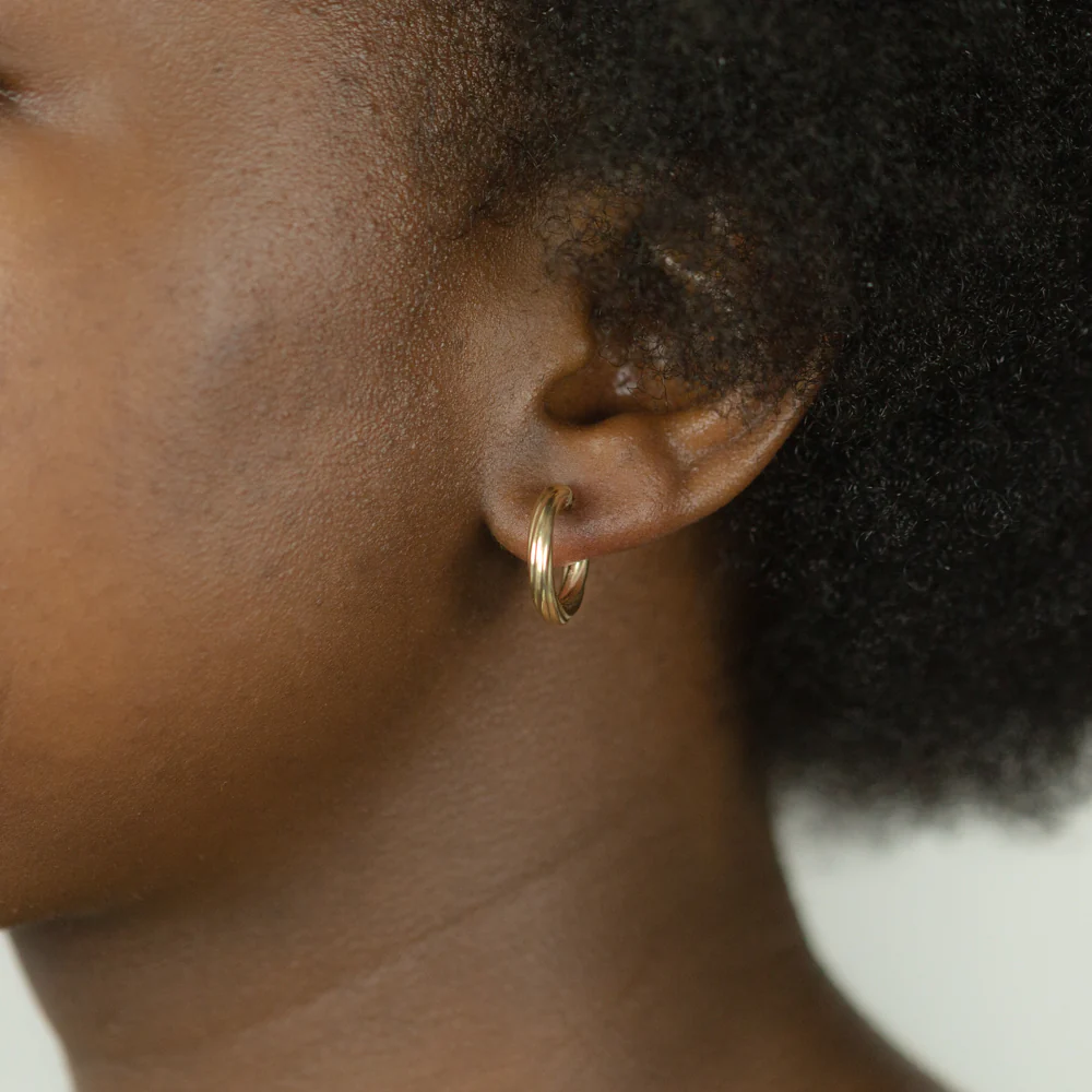 9ct Yellow Gold 10mm Twist Hoop Earrings - Image 2