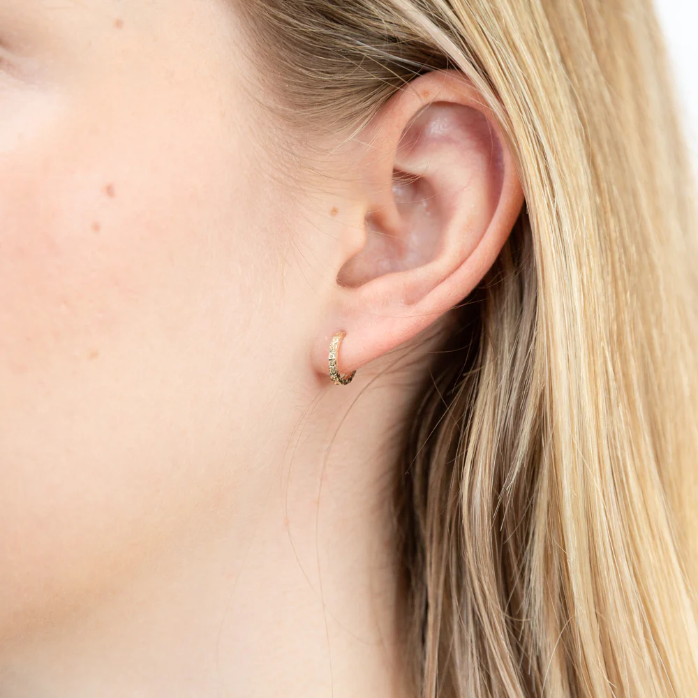 9ct Yellow Gold 12mm Dicut Hoop Earrings - Image 2