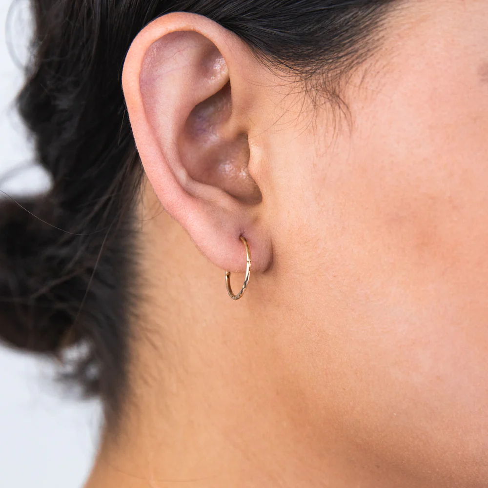 9ct Yellow Gold 13mm Faceted Sleeper Earrings - Image 2