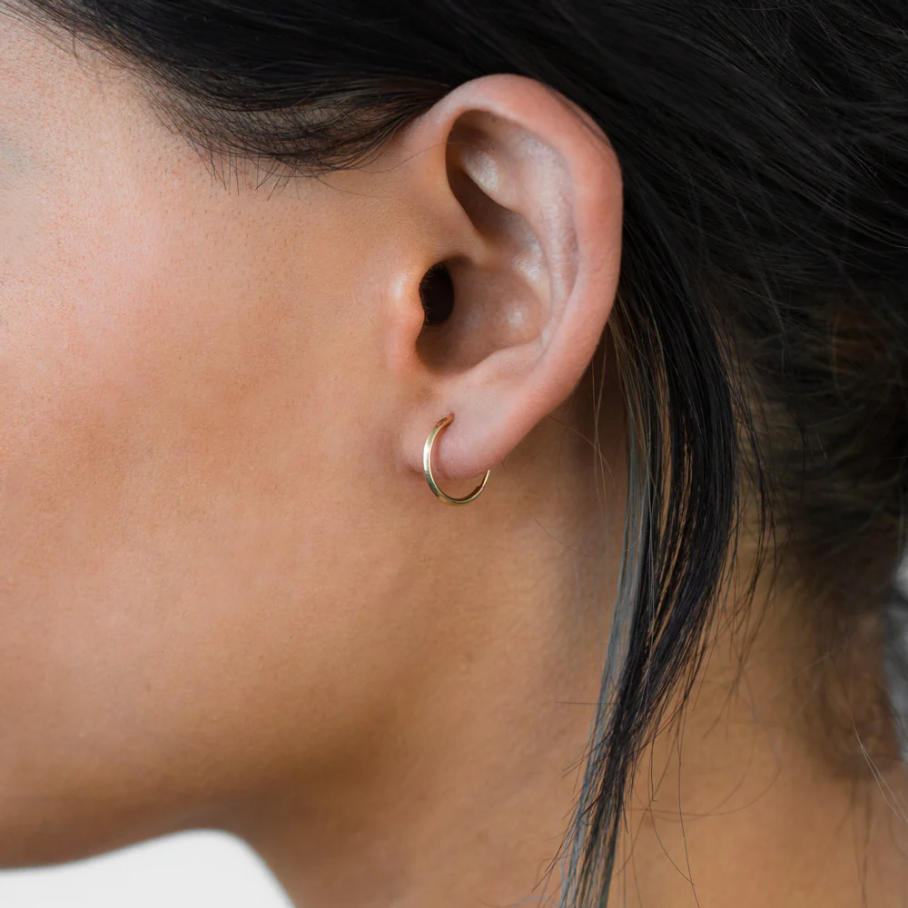 9ct Yellow Gold 13mm Plain Sleeper Earrings - Image 2