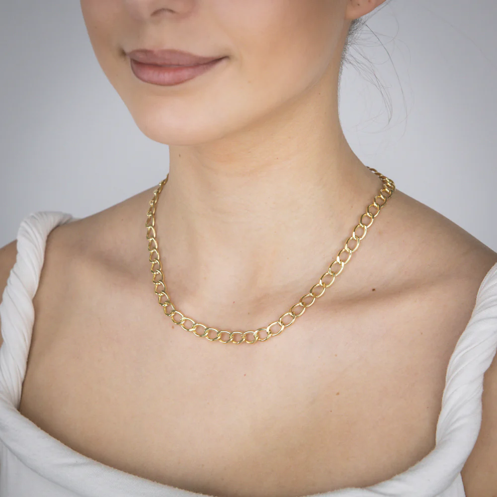 9ct Yellow Gold 150 Gauge Open Curb 45cm Chain - Image 4