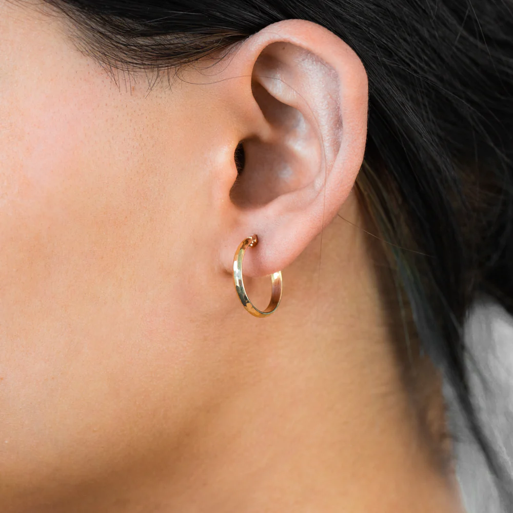 9ct Yellow Gold 15mm Diamond Cut Hoop Earrings - Image 3