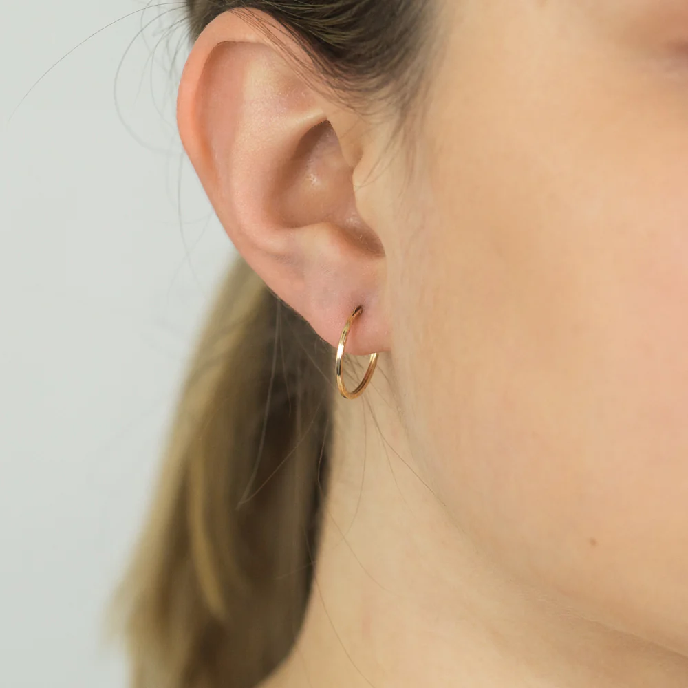 9ct Yellow Gold 15mm Hinged Hoop Earrings - Image 2