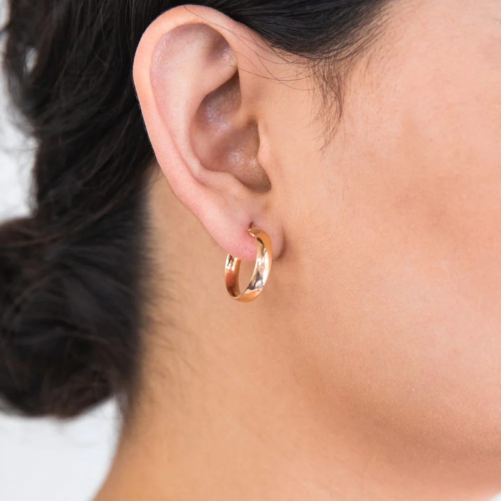 9ct Yellow Gold 15mm Plain Hoop Earrings - Image 2