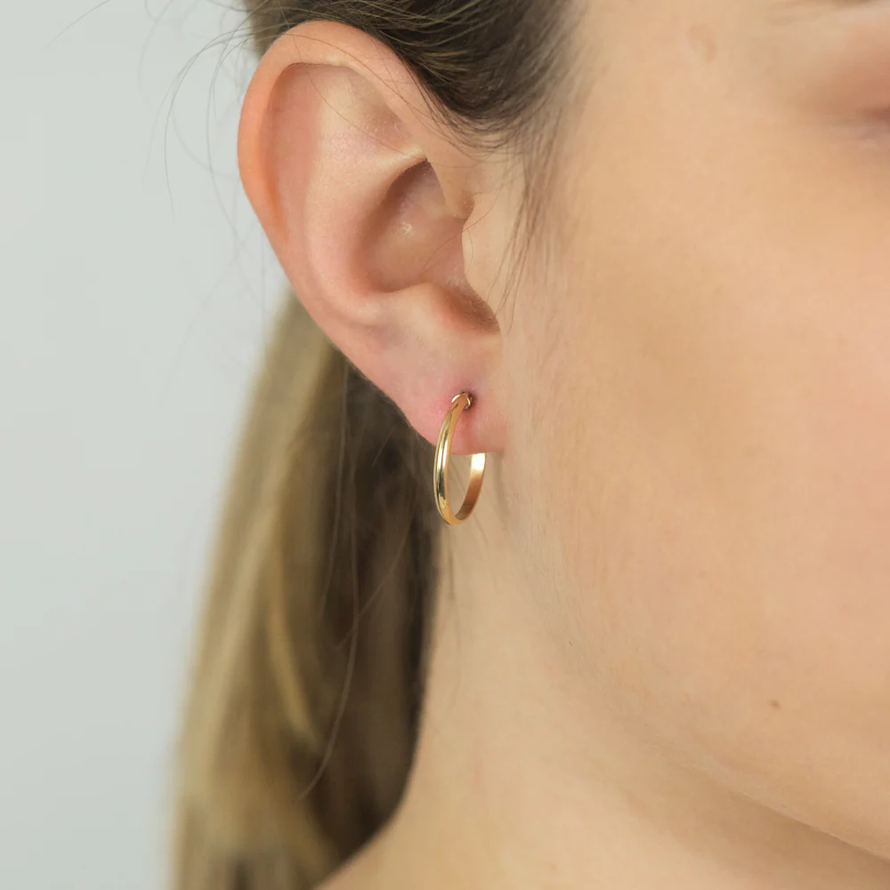 9ct Yellow Gold 15mm Plain Hoop Earrings - Image 2