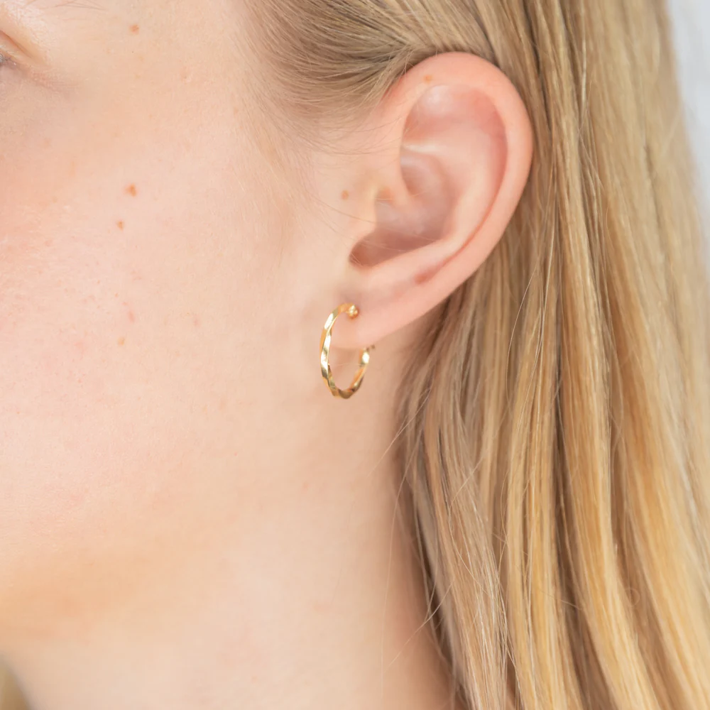 9ct Yellow Gold 15mm Twist Hoop Earrings - Image 2