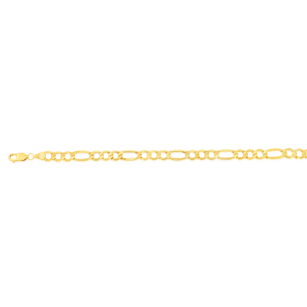 9ct Yellow Gold 170 Gauge Diamond Cut 1:3 Figaro 23cm Bracelet - Image 2