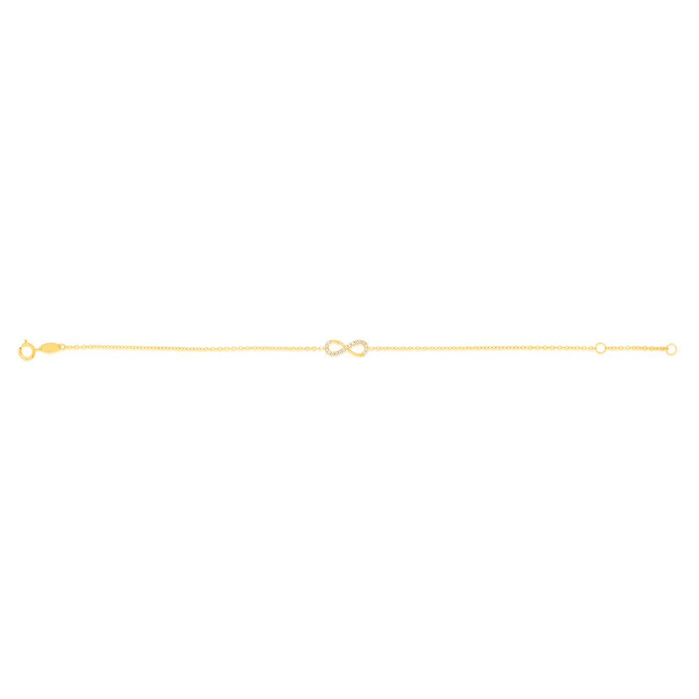 9ct Yellow Gold 19.10cm Zirconia Infinity Bracelet - Image 2