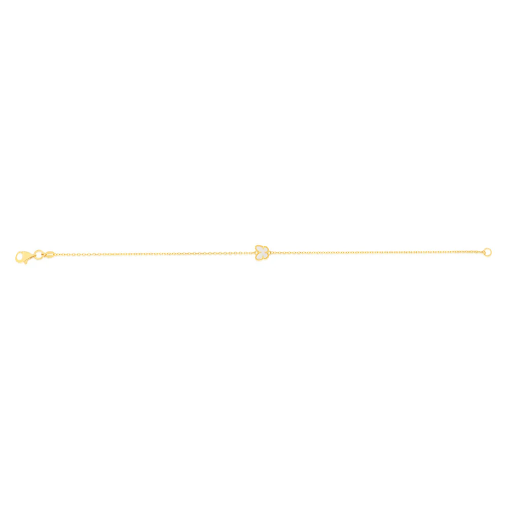9ct Yellow Gold 19.70cm Butterfly and Mother Of Pearl Bracelet - Image 2