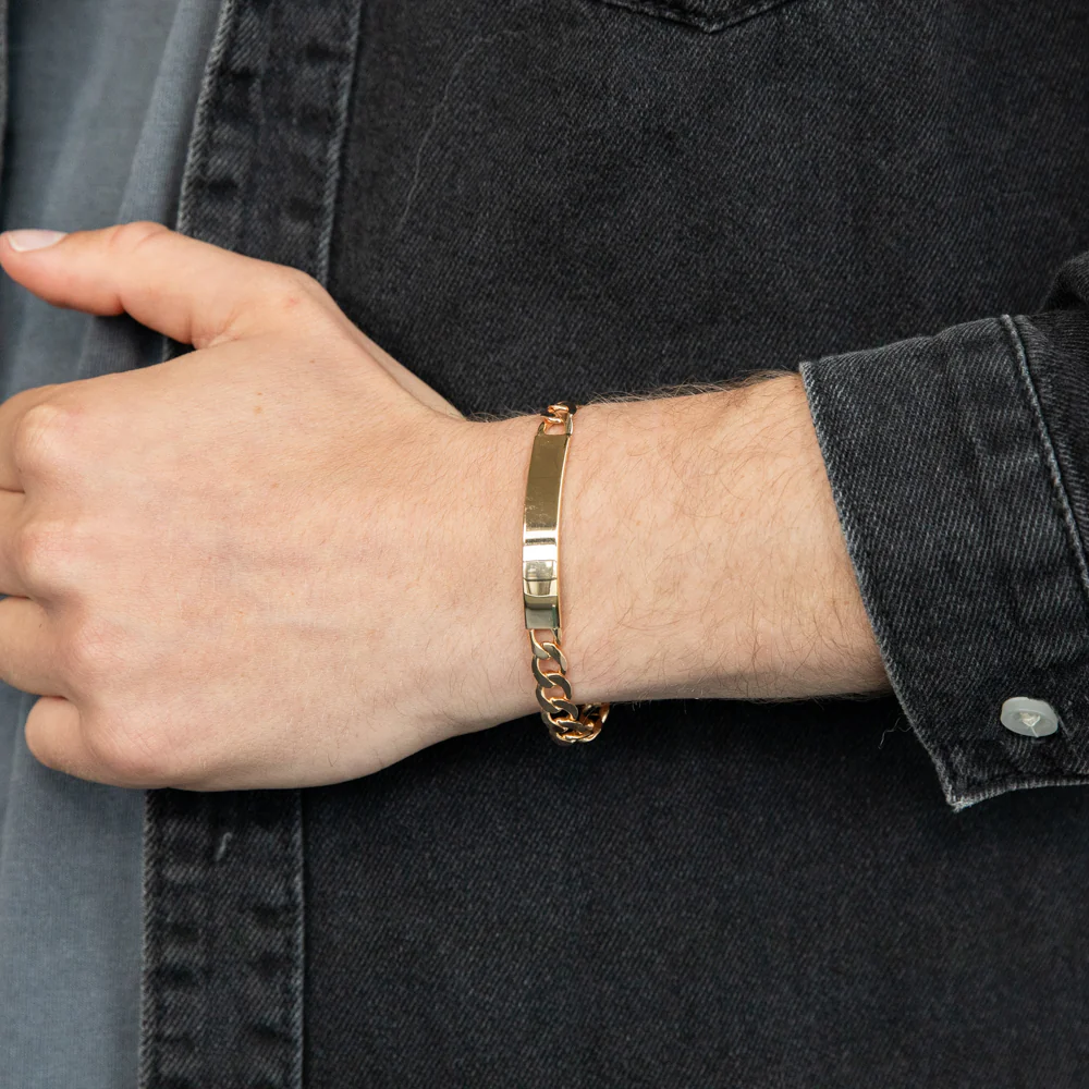9ct Yellow Gold 190 Guage Curb ID  Bracelet 21cm - Image 3