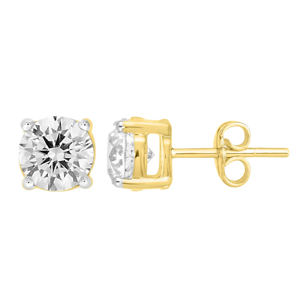 9ct Yellow Gold  2.00 Carat Diamond Stud Earrings - Image 2