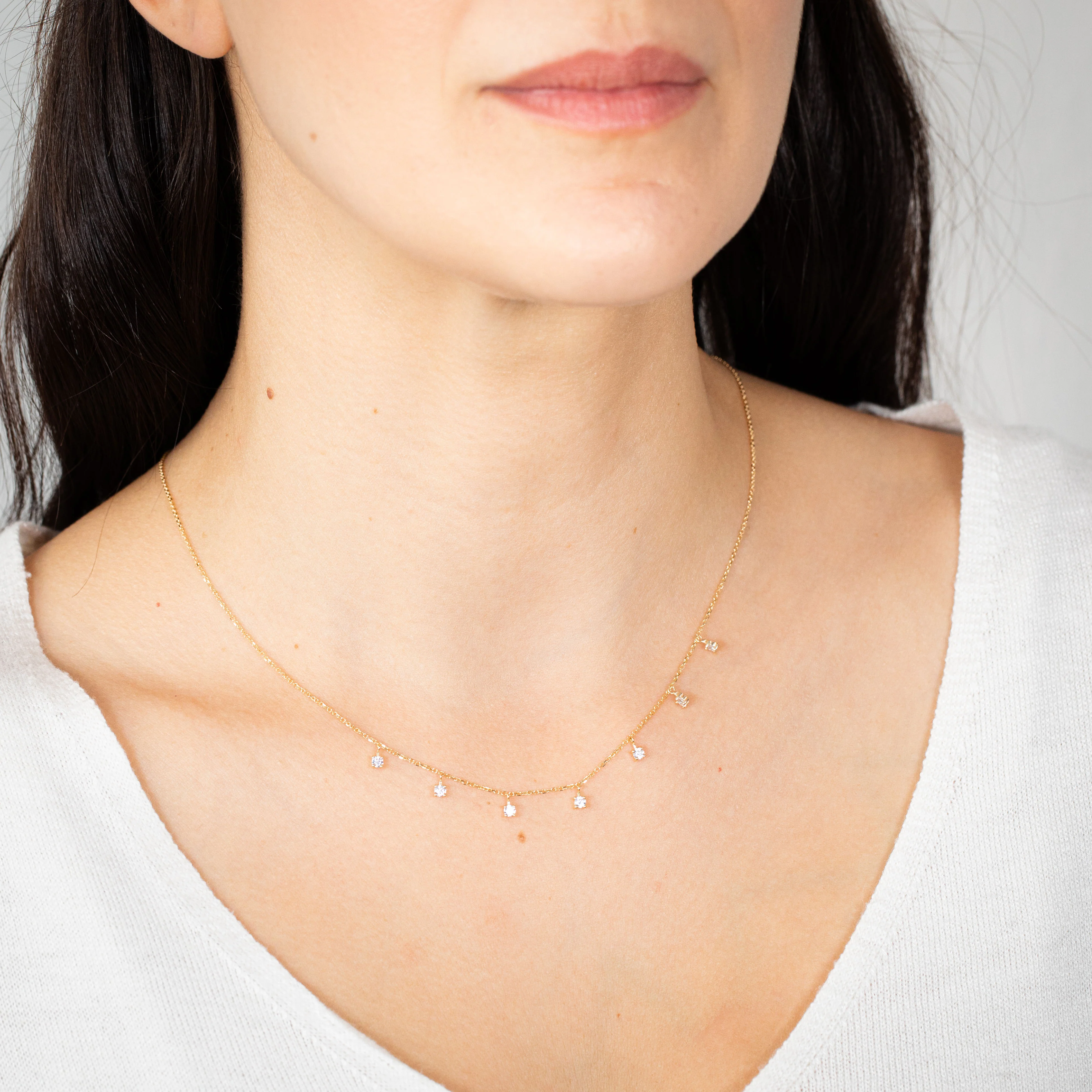 9ct Yellow Gold 2.5mm Zirconia Charm On 45cm Chain - Image 2