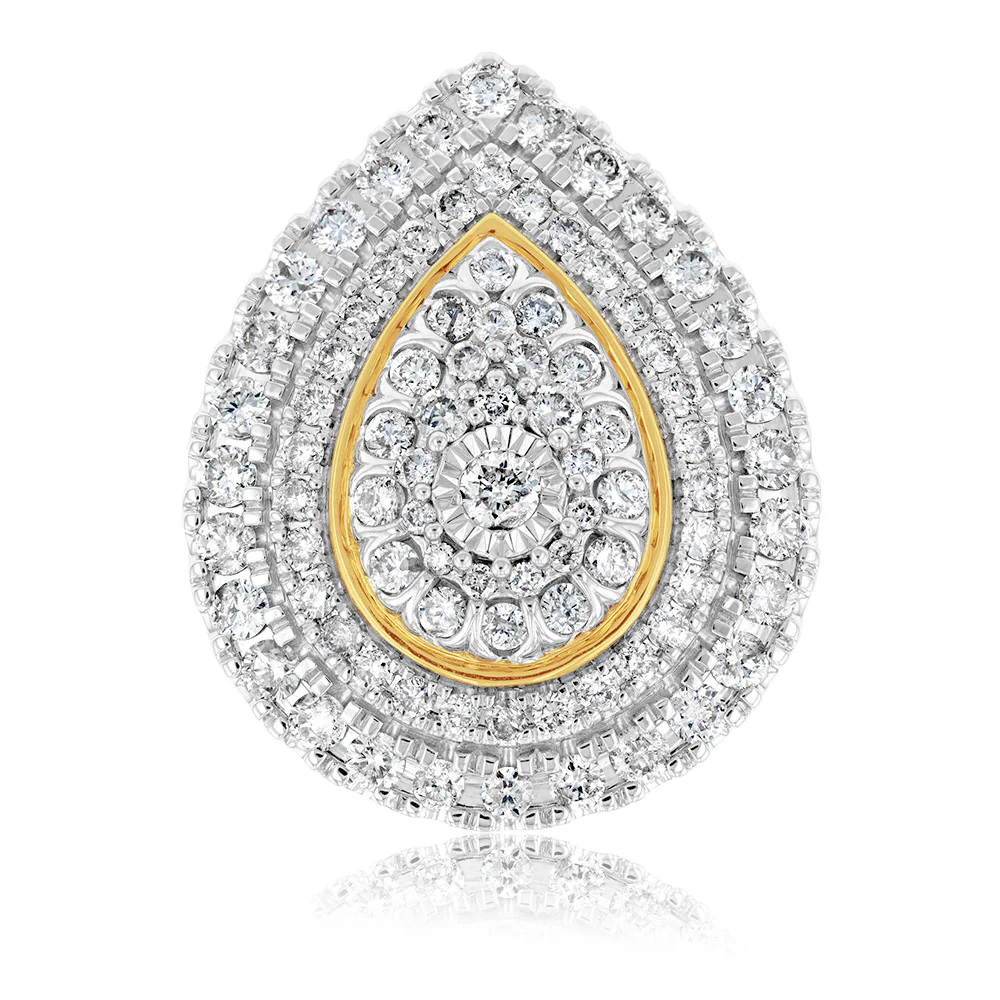 9ct Yellow Gold 2 Carat Diamond Ring with Brilliant and Tapered Baguette Diamonds - Image 4