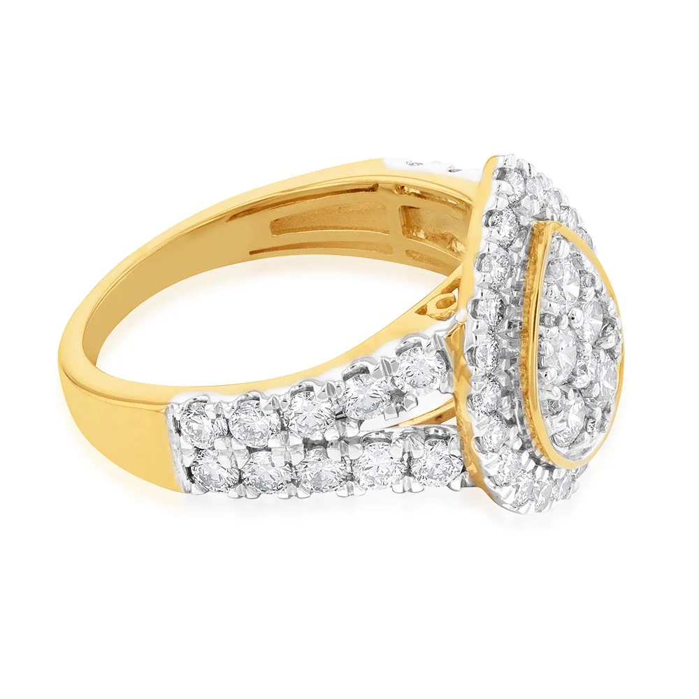 9ct Yellow Gold 2 Carat Diamond Ring with Brilliant Cut Diamonds - Image 2