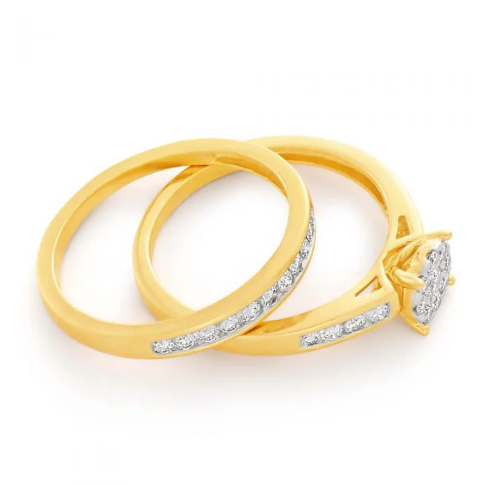 9ct Yellow Gold 2 Ring Bridal Set With 1/2 Carats Of Brilliant Cut Diamonds - Image 2