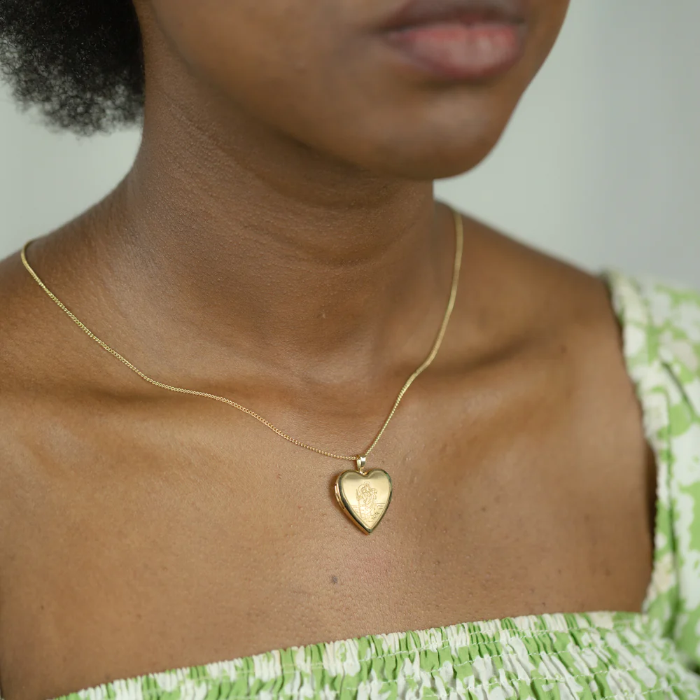 9ct Yellow Gold 20mm Heart Locket Pendant - Image 4
