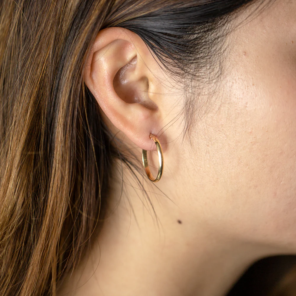 9ct Yellow Gold 20mm Plain Hoop Earrings - Image 2