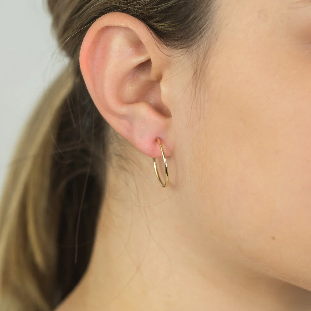 9ct Yellow Gold 20mm Plain Sleeper Earrings - Image 2