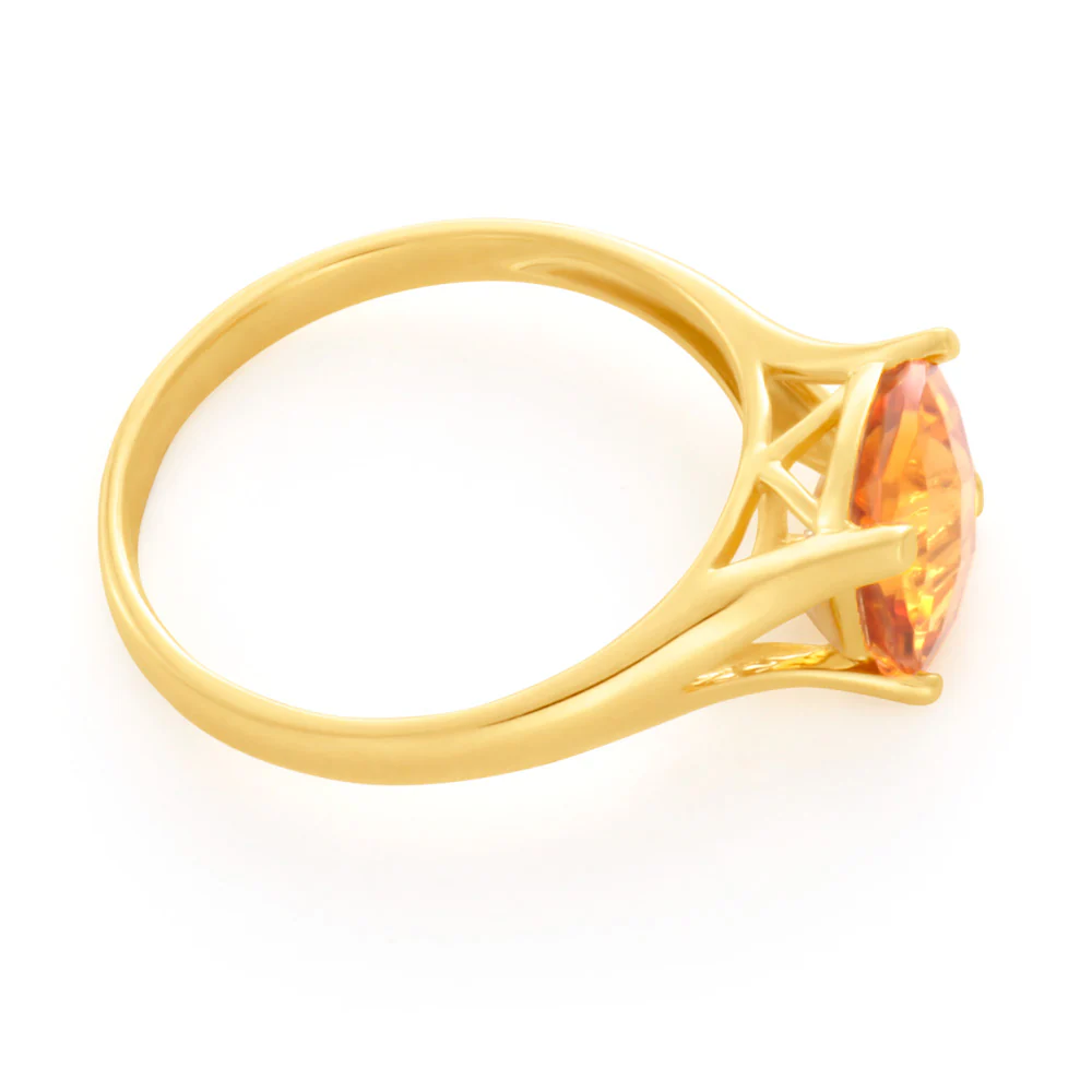9ct Yellow Gold 2ct Cushion Cut Citrine Ring - Image 2