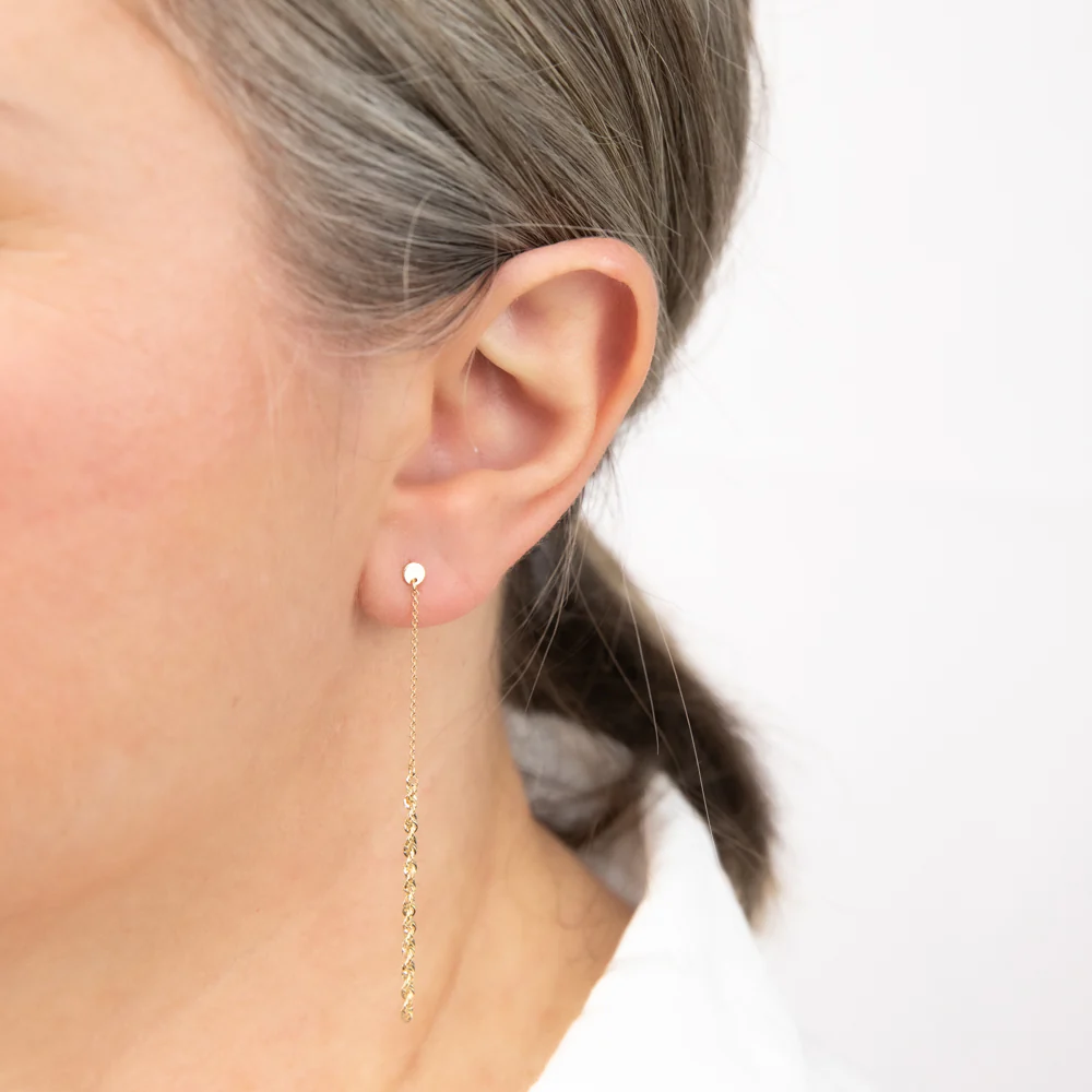 9ct Yellow Gold 2mm Rope & Trace Chain Drop Earrings - Image 2