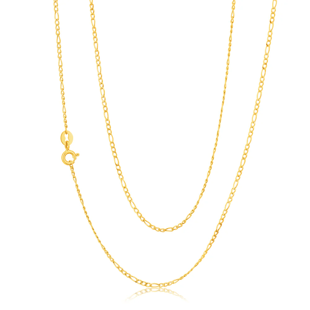 9ct Yellow Gold 3:1 Figaro 45cm Chain 40Gauge - Image 2