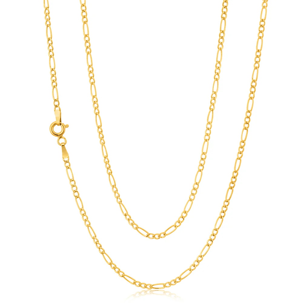 9ct Yellow Gold 3:1 Figaro 45cm Chain 50Gauge - Image 2