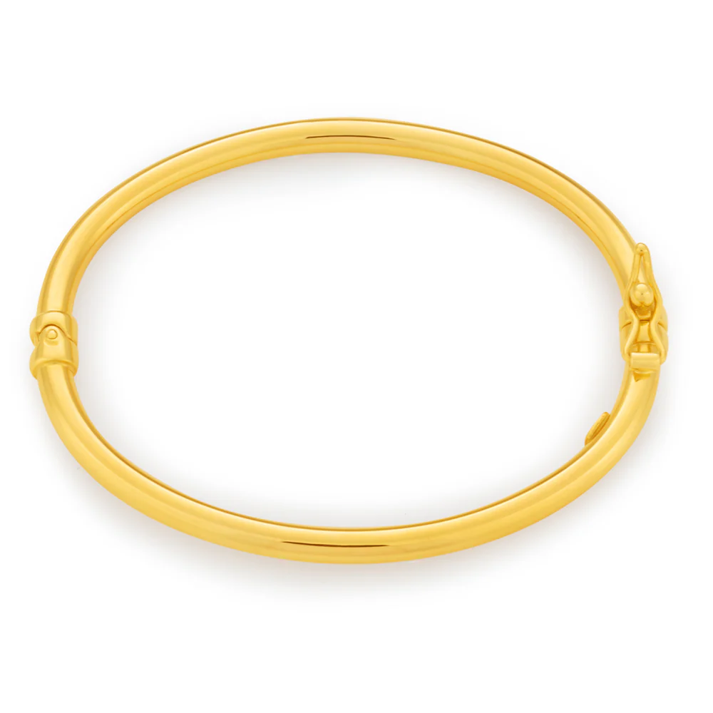 9ct Yellow Gold 3mm Hinged Polished Baby Bangle - Image 2