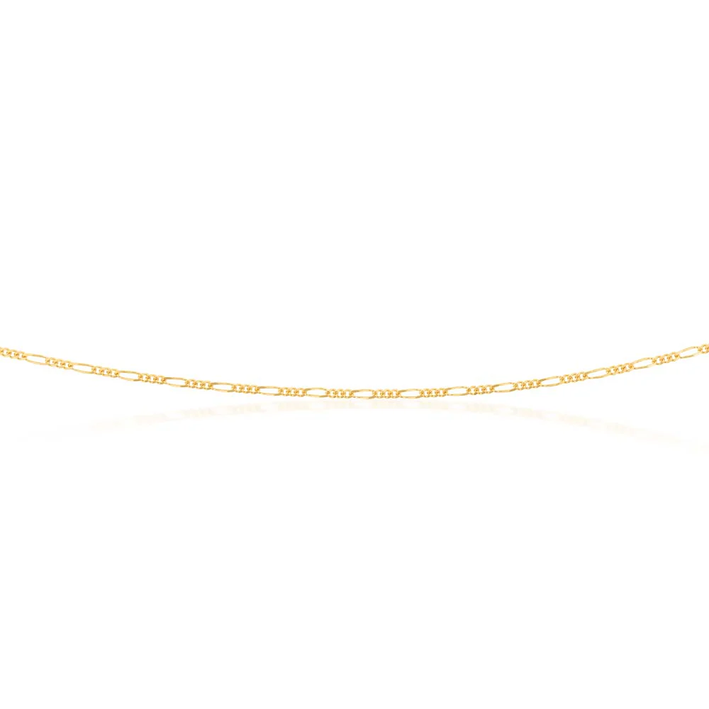 9ct Yellow Gold 40 Gauge 1:3 Figaro 51cm Chain - Image 2