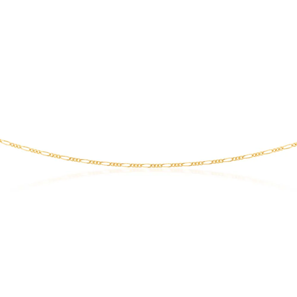 9ct Yellow Gold 40 Gauge 1:3 Figaro 56cm Chain - Image 2