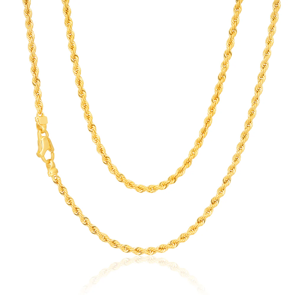 9ct Yellow Gold 45cm Rope Chain 50Gauge - Image 2