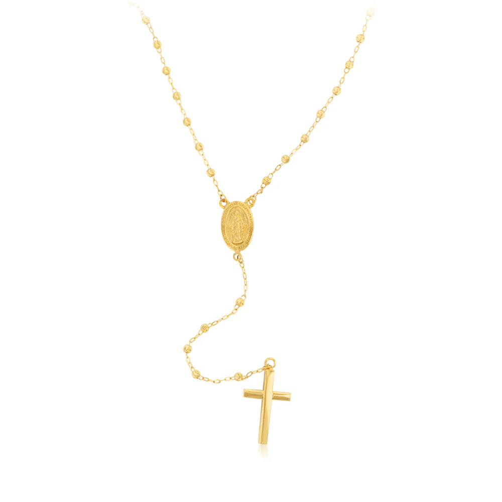 9ct Yellow Gold 45cm Rosary Cross Chain - Image 2
