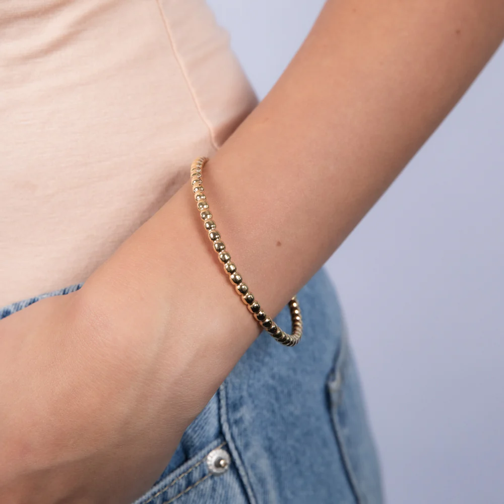9ct Yellow Gold 4mm Bubble 65mm Bangle - Image 2
