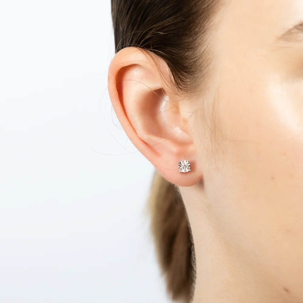 9ct Yellow Gold 5 Points Diamond Stud Earrings - Image 2
