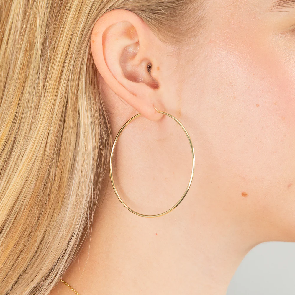 9ct Yellow Gold 50mm Plain Hoop Earrings - Image 2