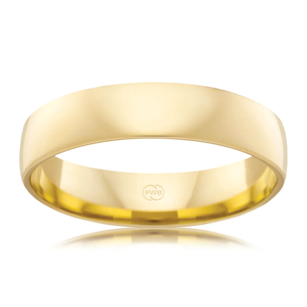 9ct Yellow Gold 5mm Classic Barrel Ezi Fit Ring. Size W - Image 2