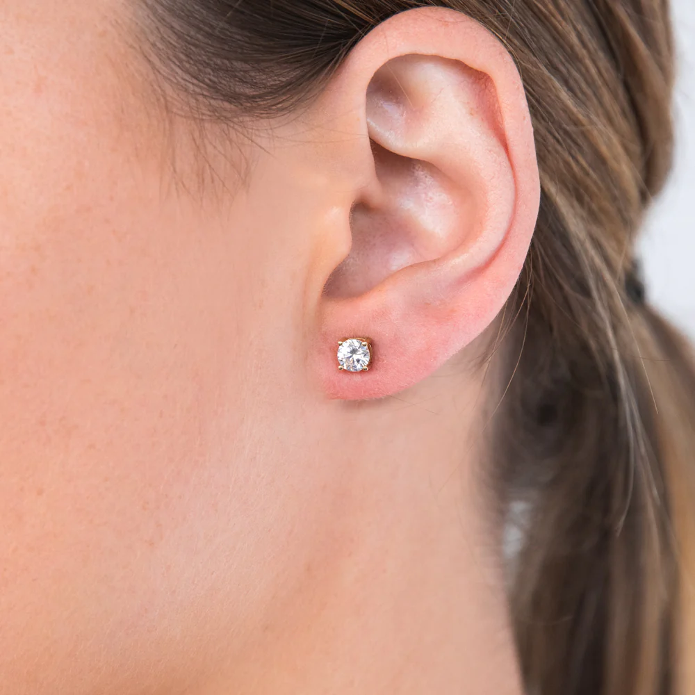 9ct Yellow Gold 5mm Cubic Zirconia Round Studs 3mm - Image 2