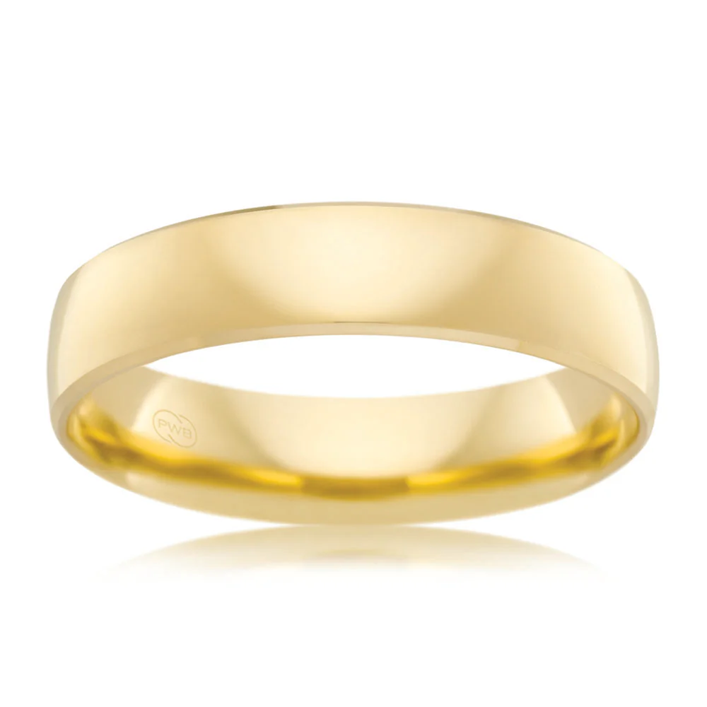 9ct Yellow Gold 5mm Half Round Bevelled Ring. Sizes S/P - Image 2