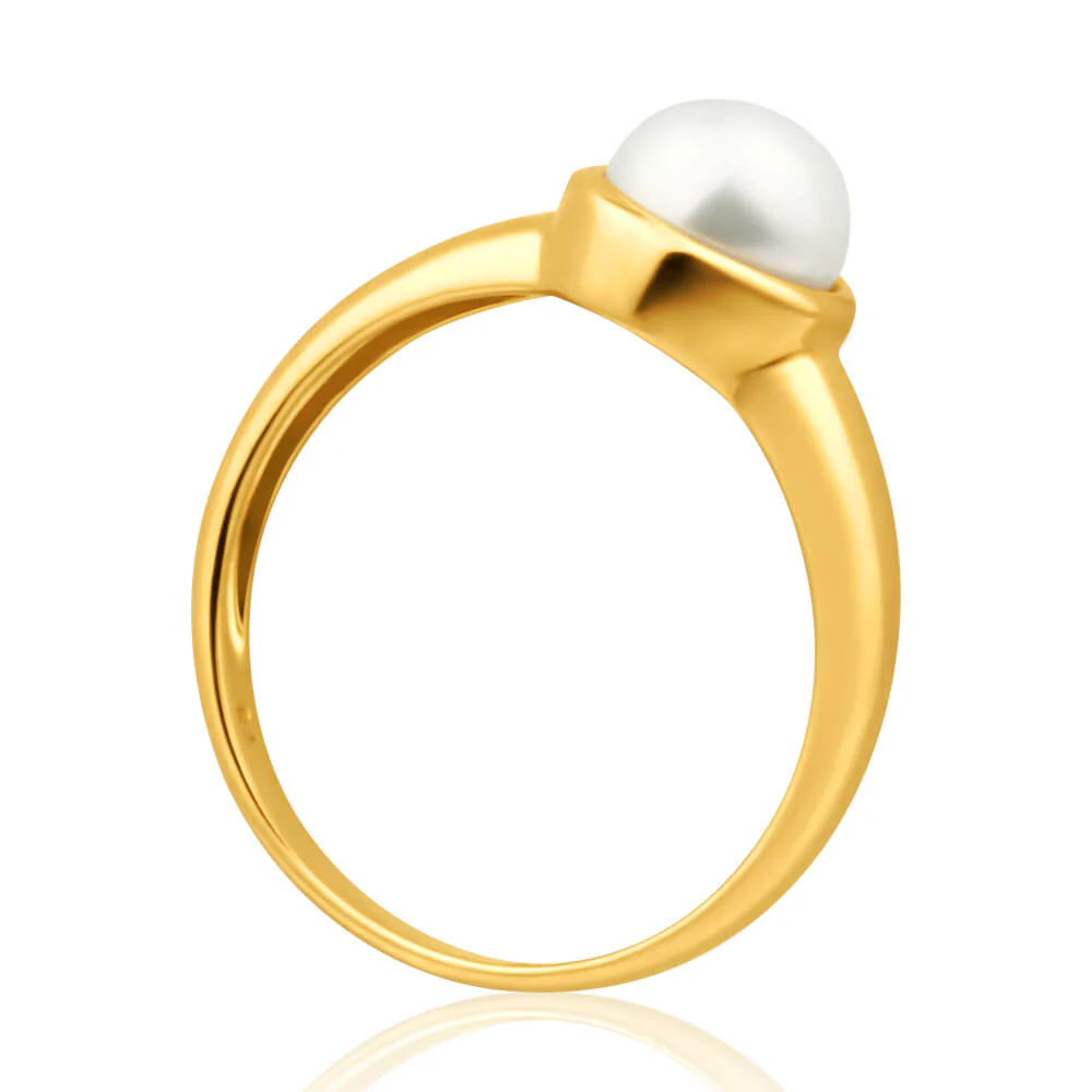 9ct Yellow Gold 6.5mm Cultured Pearl Ring - Image 2